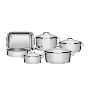 Imagem de Jogo de Panelas Tramontina Solar em Aço Inox Fundo Triplo 6 Peças