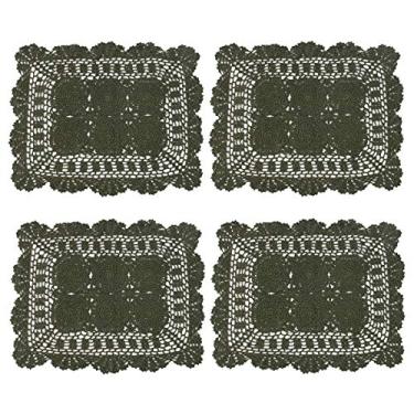Imagem de Jogo de tabuleiro Kilofly feito à mão de crochê de algodão com renda para mesa Doilies Value Pack [Conjunto com 4], Verde, 18.9 x 13.7 inch