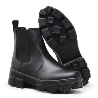 Imagem de Bota Coturno Feminino Tratorada Chelsea Macia Confortável - RT-CALÇADO