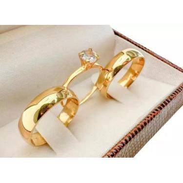 Imagem de Par Alianças ouro 18k Abaulada Anatômica 4mm 6gr Casamento - Sheju Joi