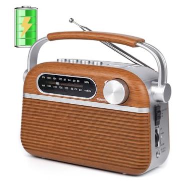 Imagem de ONGTEED Plugue de Rádio Analógico Am Fm Portátil Na Parede com Alto-Falante Bluetooth, Fontes de Alimentação de 3 Vias, Bateria Recarregável Embutida, Rádio Transistor Vintage Operado por Bateria Ac O