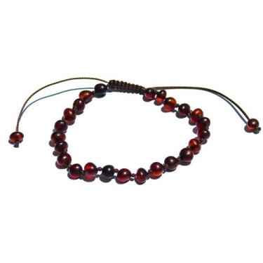 Imagem de Pulseira e Tornozeleira Regulável (18cm) Âmbar Báltico Café Não Polido