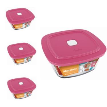 Imagem de Pote Vidro Quadrado Facilita Vap Com Tampa 1L Marinex 3Un - NADIR FIGU