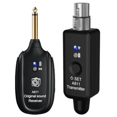 Imagem de Receptor transmissor de microfone sem fio A811 2,4 GHz, sistema de microfone sem fio para microfone dinâmico/condensador, adaptador de microfone XLR de 4 canais, mixer de áudio, câmera DSLR, sistema