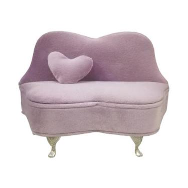 Imagem de Porta Joias de Veludo com Espelho Decorativo Abre e Fecha - DY, ROXO