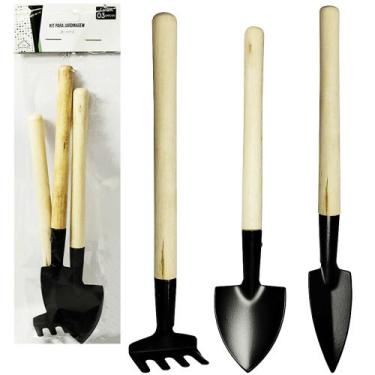 Imagem de Kit para jardim com pa larga + pa estreita + ancinho / rastelo cabo ma