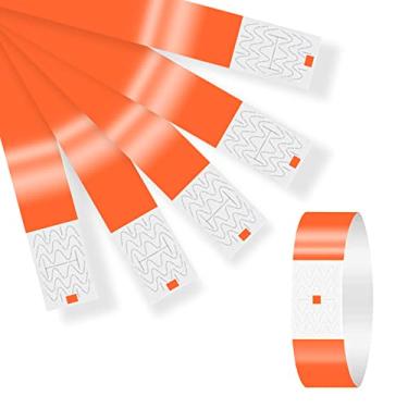 Imagem de 300 pulseiras de papel neon à prova d'água para eventos, pulseiras de papel disponíveis em cinco cores vibrantes, adesivas, à prova de adulteração para festas, shows, hospitais e identificação VIP
