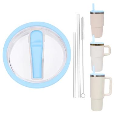 Imagem de Tampa de copo de substituição à prova de vazamento Acuewuja 590 ml com canudo - Apto para Stanley Adventure Quencher H2.0 850 g, 567 g com manipulador e copo de 590 ml sem alça (azul celeste, 590 ml)