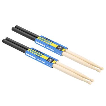 Imagem de PATIKIL Baqueta de madeira de bordo antiderrapante empunhadura para bengala de bateria 5A preta 2 pares para percussão de instrumentos musicais de percussão