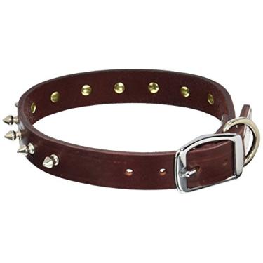 Imagem de Coleira para cachorro Leather Brothers 100LK-BU24 de 2,5 x 60,5 cm com cravos regulares Latigo, GG, vinho