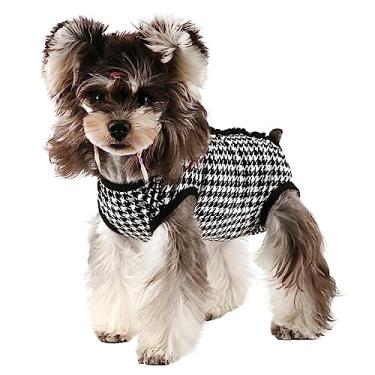 Imagem de Fraldas para cães Etdane Calcinha higiênica para período fisiológico, trajes de recuperação cirúrgica para cães masculinos e femininos, xadrez pequeno