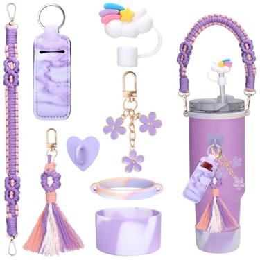 Imagem de Mity rain Acessórios de copo para copo Stanley Cup 590 ml 850 g 1,134 g copo com alça, incluindo alça de alça de garrafa de água, suporte de chapstick, bota, pingentes de chaveiro, topo de canudo para