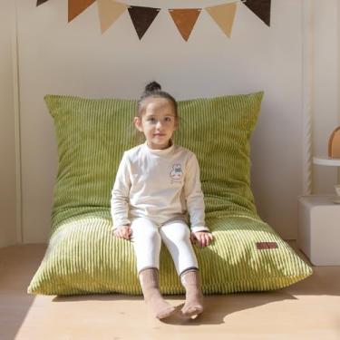 Imagem de MAXYOYO Cama de pufe infantil 3 em 1, cadeira conversível dobra de pufe para espreguiçadeira, sofá infantil para jogos, leitura, colchão de chão com enchimento de espuma de alta densidade