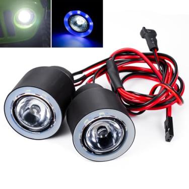 Imagem de WEFEINO 2 LEDs Angel Eyes Front Lights LED Light Headlights Upgrade Parts for Axial 1/6 SCX6 AXI05000 JLU RC Car Buggy (Blue + White)