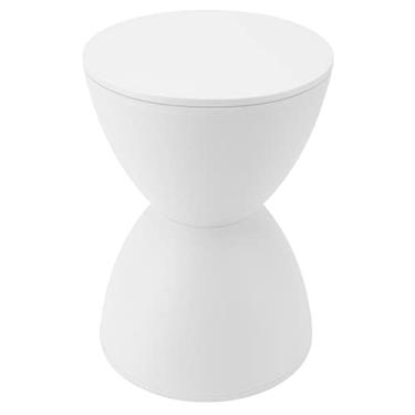 Imagem de Banqueta de Plástico Minimalista Moderna Nórdica Akozon - Banco Redondo Criativo para Casa, Chuveiro e Vestiário - Banqueta Prince para Fácil Troca de Sapatos (Branco)