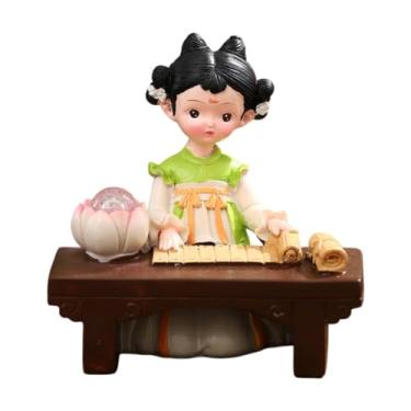 Imagem de XLWLLNJ Estatueta de resina de com luz, ornamento de iluminação, boneco de mesa, brinquedo tradicional chinês antigo para casa de aniversário, Verde