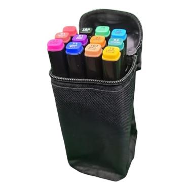 Imagem de Canetinha Ponta Dupla para Colorir Kit Estojo de Canetas Escolar Marcador Coloridas Permanente Duas Pontas (12 Cores)