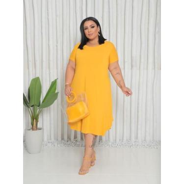 Imagem de Vestido Midi Plus Size 46 ao 54 Com Manguinha Viscolycra Altamente lev