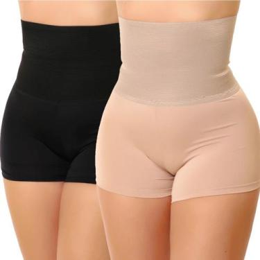 Imagem de Kit 2 Short Modelador Anágua Cinta Compressão Cós Alto Confortável Fem