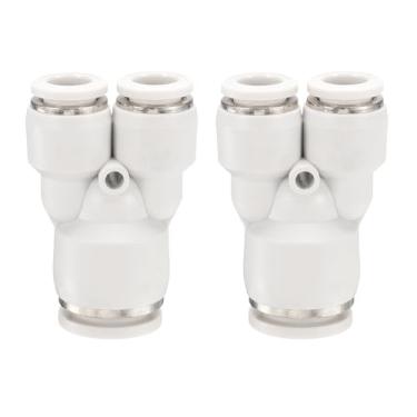 Imagem de HARFINGTON 2 peças de encaixes push to connect tubo de 1/2 polegada OD x 5/40.6 cm OD, kit de encaixe pneumático de mangueira de ar de conexão rápida de plástico T reduzindo 3 vias conector de