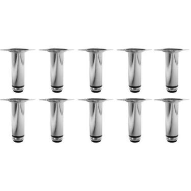 Imagem de Kit 10 Pé Para Móveis Regulável Redondo Cromado 20cm Aço - HD