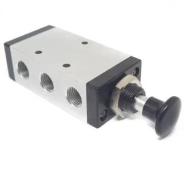 Imagem de Válvula Pneumática 5/2 Vias Botão/Puxador Trava Rosca 1/4 BSP - AKME