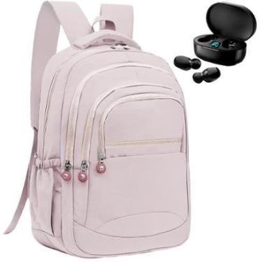 Imagem de Mochila Feminina Escolar Grande Trabalho Faculdade + Fone Bluetooth Sem Fio-Feminino