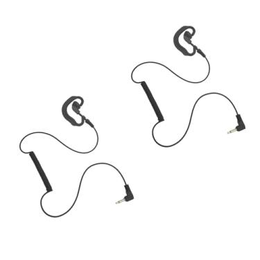 Imagem de PZYPYM Fone de ouvido Listen Only de 3,5 mm para rádio policial de 3,5 mm, 1 pino direito esquerdo, cabo curto sem câmara para alto-falante Motorola APX6000 APX 4000 6000 (pacote com 2 unidades, em