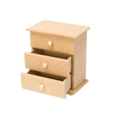 Imagem de Cômoda pequena porta objetos jóias bijuterias 3 gavetas mdf cru - DZX 