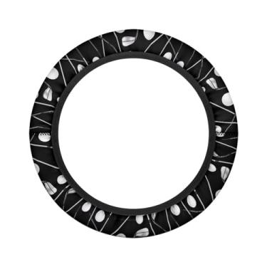 Imagem de Knextrepoy Capas de volante para carrinho de golfe, preto, 33-35 cm, poliéster, ajuste universal, para-sol, antiderrapante, isolamento térmico, decorativo