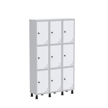 Imagem de Armário Guarda Volume Locker Roupeiro  de Aço 3 Vãos 9 Portas GR303/9 