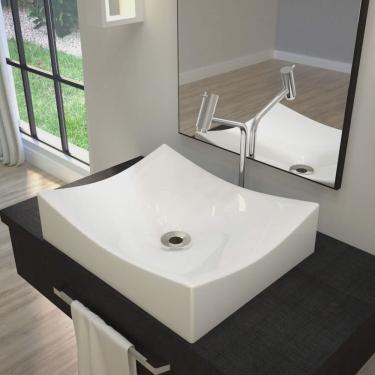 Imagem de Kit 2 Cubas de Apoio para Banheiro Ml44w Retangular Folha Compace Branco