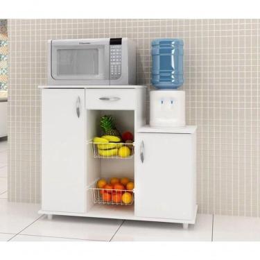 Imagem de Balcão Com Fruteira 2 Portas 1 Gaveta Diva Branco Notável Móveis Branco