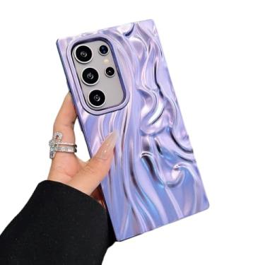 Imagem de Caseative Capa para Samsung Galaxy S23, capa de telefone macia plissada com ondulação de água e ondulação cromada (roxa, S23)