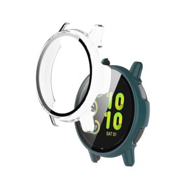 Imagem de WUNIAK Capa para Garmin Vivoactive® 6 Health and Fitness GPS Smartwatch, protetor de tela de PC rígido, vidro temperado 9H ultrafino cobertura total amortecedor à prova de choque, (pacote com 2