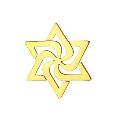 Imagem de TEAMER Alfinetes de broche de estrela de Davi judaísmo espiral aço inoxidável judaico religioso colar distintivo alfinete amuleto joia, 20*17mm, Aço inoxidável, Sem Pedra Preciosa