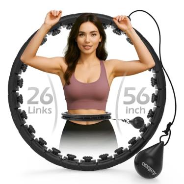 Imagem de JLoibao Círculo de hula ponderado com elos 26/32 (56 – 66 polegadas) para adultos perda de peso, aro Infinity Fitness tamanho grande, para mulheres, equipamento de exercício inteligente