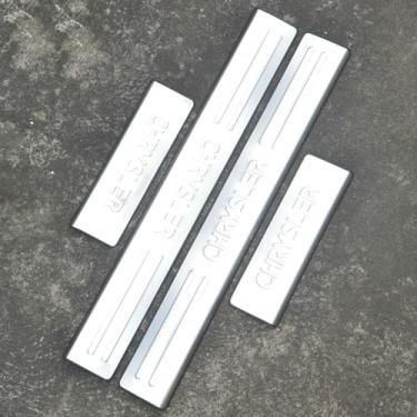 Imagem de 4 Peças Protetores de soleira de porta de aço inoxidável para Chrysler 300 300C 2011-2015, Protetor de soleira de porta de carro soleira de porta protetor de entrada guarnição