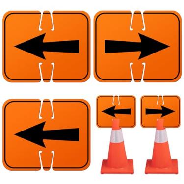 Imagem de Geetery 3 placas de seta reversíveis de trânsito 30 x 26 cm laranja sinalização de desvio cone superior tráfego rodoviário seta direcional esquerda direita para construção externa de barricada