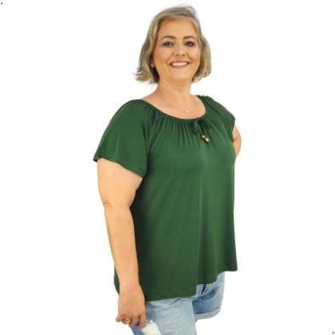 Imagem de Blusa Feminina Plus Size Ciganinha Manga Curta Lisa - Coalizão Fashion