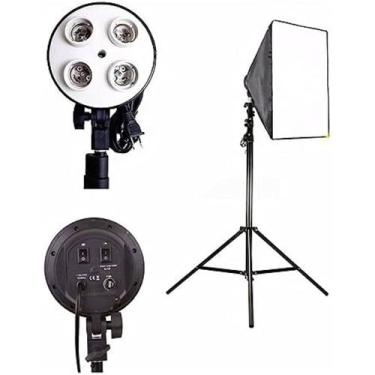 Imagem de Kit Soft Box Soquete E27 Quadruplo 50 X 70 + Tripé 2m - luca cell