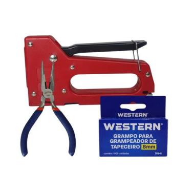 Imagem de Grampeador De Tapeceiro Alicate Removedor 1000 Grampos 8mm - Western