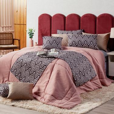 Imagem de Kit Edredom Rosê Queen 03 Peças Dupla Face Micropercal