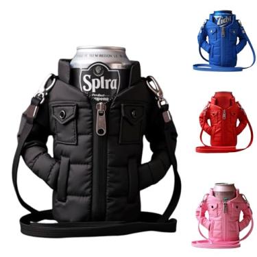 Imagem de Gadgetime USA - Refrigerador de latas isolado de 340 g - Suporte para bebidas com alça removível - Suporte de garrafa de água - Suporte de garrafa com alça de ombro - Manga isolada - Preto