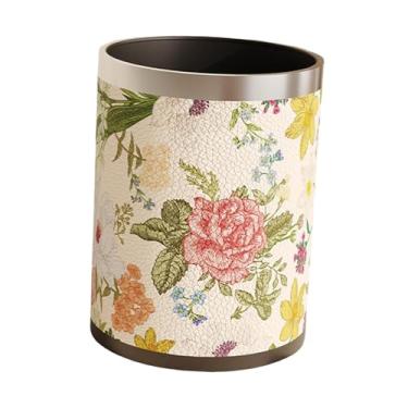 Imagem de YWJLQH Lixeira de couro PU, balde de lixo, cesto de lixo de grande capacidade, lixeira de banheiro para quarto, escritório, casa, estudo, penteadeira, Style D