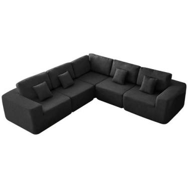 Imagem de Kit Sofá Modular 5 Lugares Moderno Curvo Orgânico Adapt Bouclé - Amare