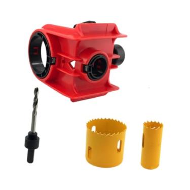 Imagem de WeiLaiKeQi Kit de instalação de fechadura de porta com 2 buchas ajustáveis, máquina de entalhar profissional de precisão, gabarito para fechadura de porta com, Vermelho