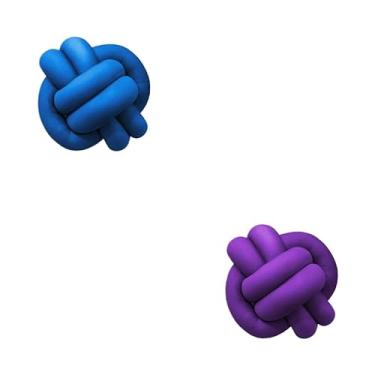 Imagem de Almofadas De Nó 28cm x 28cm Lindas Decorativas Sala Sofá Cama Cores (AZUL BIC E ROXO)