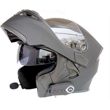 Imagem de Capacete De Moto Flip Up Bluetooth Modular Capacete De Motocicleta Integral Aprovado Pela Dot/Ece Antiembaçante Duplo Viseira Solar Forro Interno Removível Bike Cruiser Cho, H, M=(57~58CM)