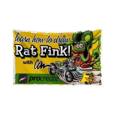 Imagem de Bandeira De Poliéster Rat Fink Choppers De 3x5 Pés Com Impressão Digit